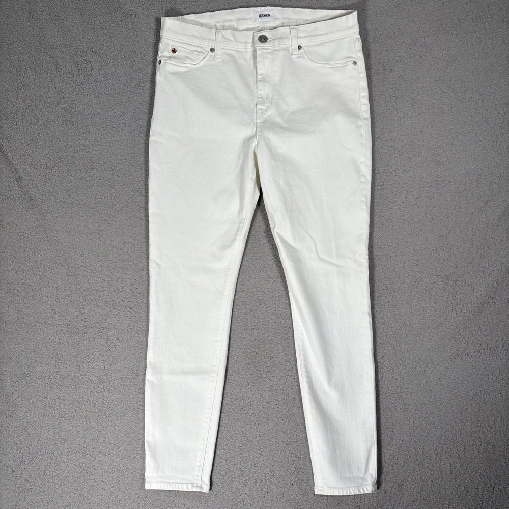 Hudson Nico Midrise Ankle Super Skinny Jeans White WMA407TEQ Womens Size 31